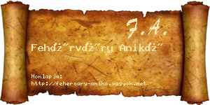 Fehérváry Anikó névjegykártya